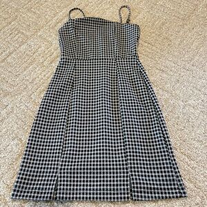 Altar’d State Dress Small Black Grey Check Spaghetti Strap Houndstooth Preppy